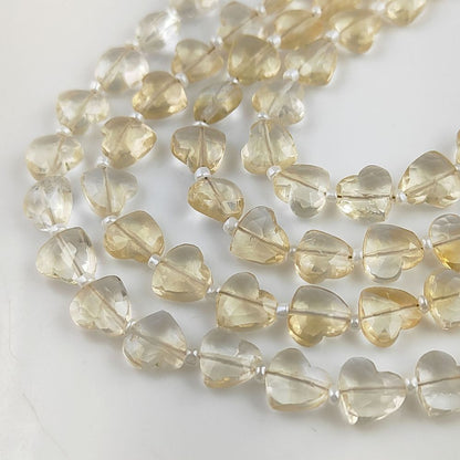 Natural Yellow Citrine Faceted Heart Shaped Gemstone Beads Elegant & Unique Handmade Jewelry