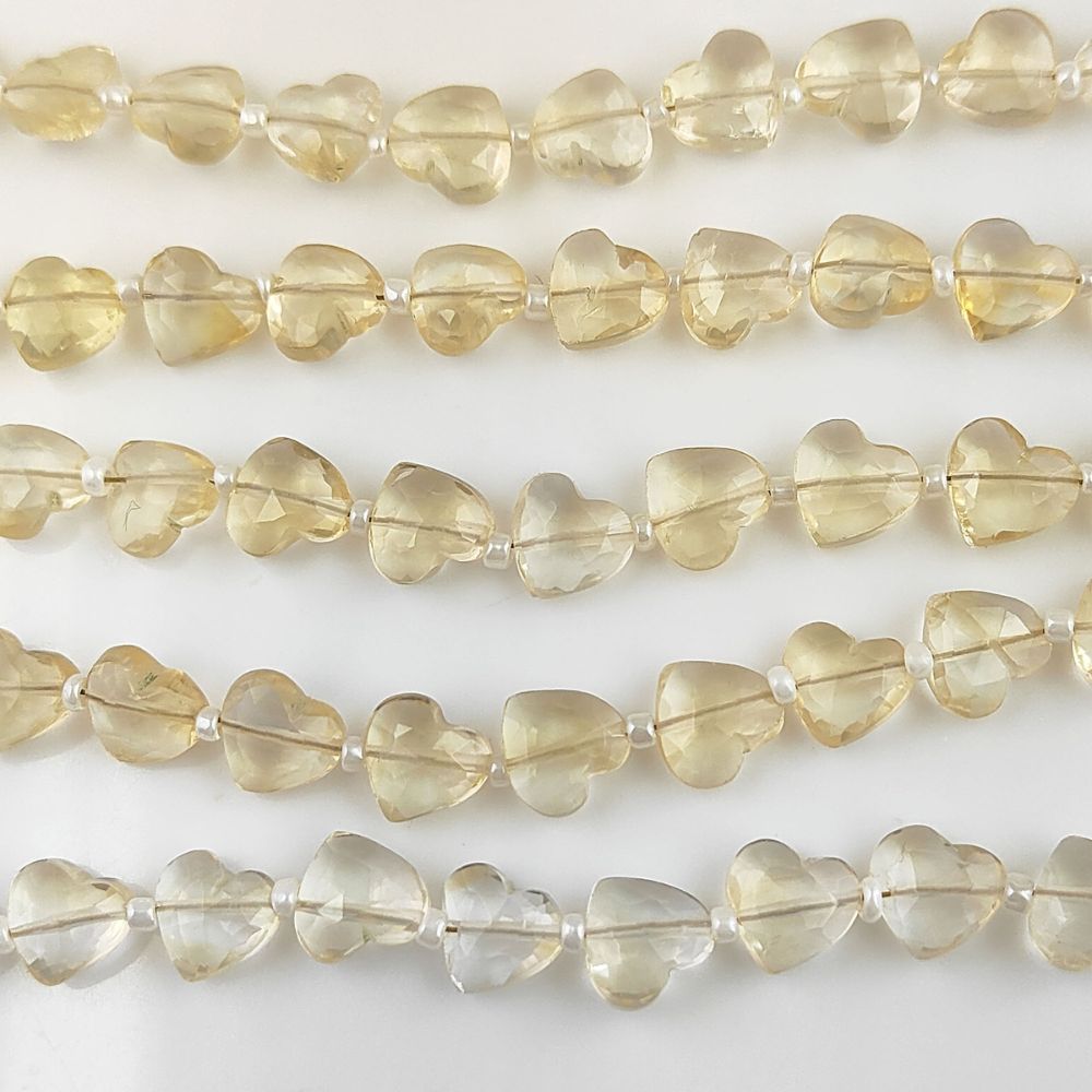 Natural Yellow Citrine Faceted Heart Shaped Gemstone Beads Elegant & Unique Handmade Jewelry