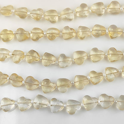 Natural Yellow Citrine Faceted Heart Shaped Gemstone Beads Elegant & Unique Handmade Jewelry