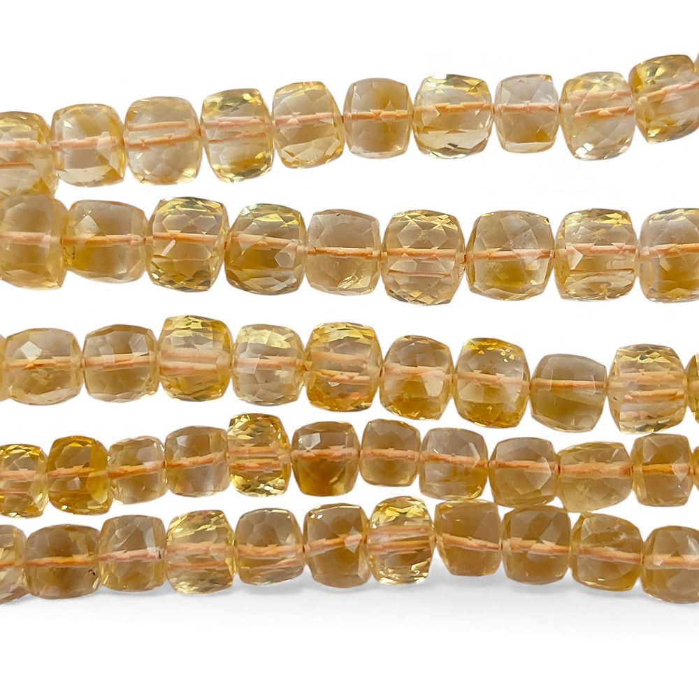 November Birthstone Citrine Faceted Cube Beads Yellow Square Gemstone Beads for Bracelet & Jewelry Making- Selling Per Strand