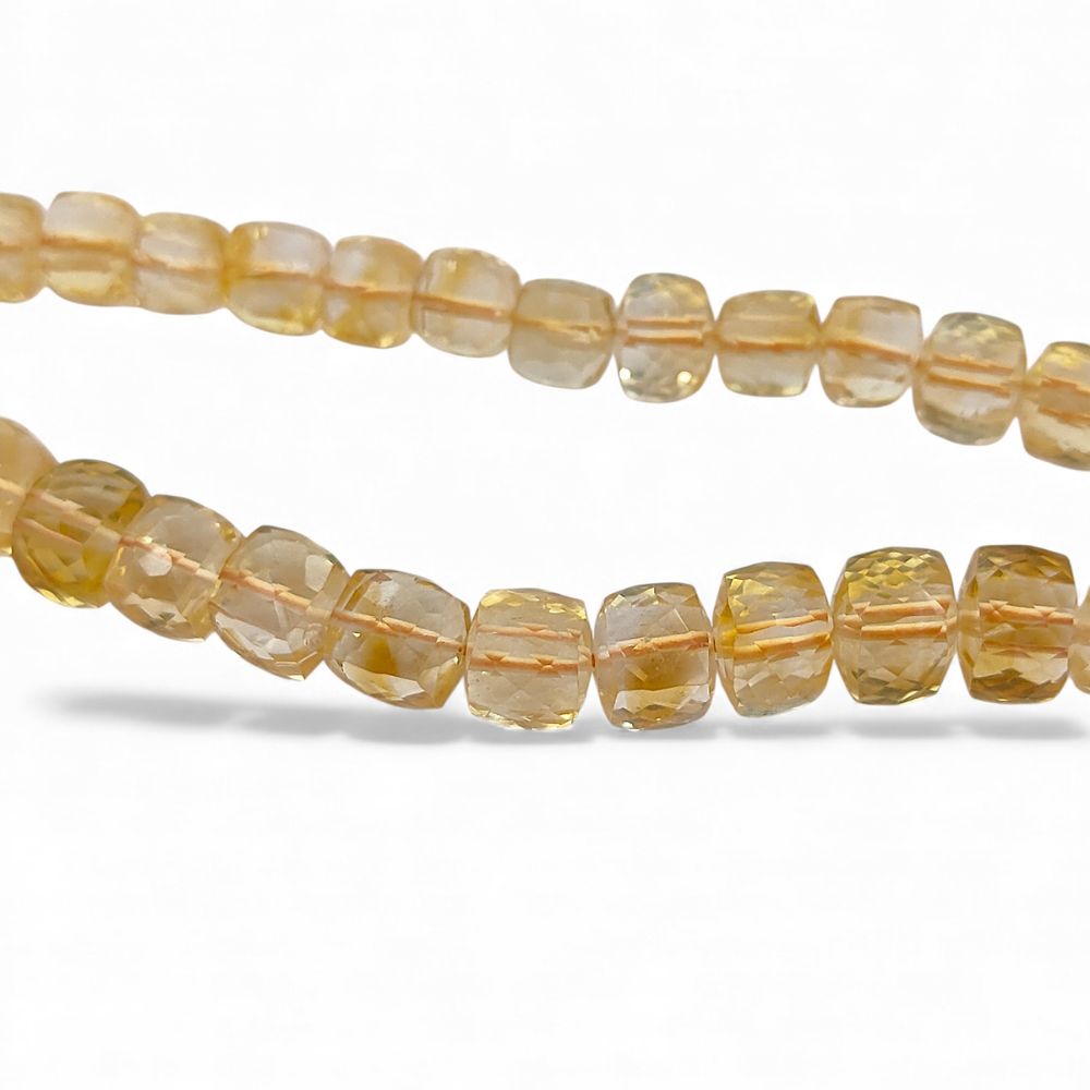 November Birthstone Citrine Faceted Cube Beads Yellow Square Gemstone Beads for Bracelet & Jewelry Making- Selling Per Strand