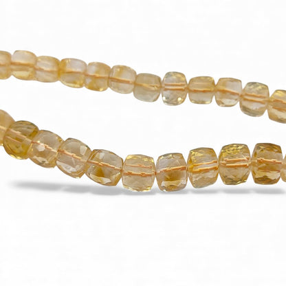 November Birthstone Citrine Faceted Cube Beads Yellow Square Gemstone Beads for Bracelet & Jewelry Making- Selling Per Strand
