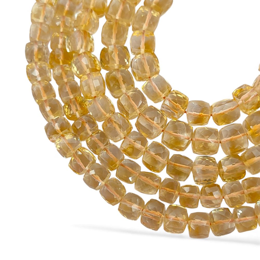 November Birthstone Citrine Faceted Cube Beads Yellow Square Gemstone Beads for Bracelet & Jewelry Making- Selling Per Strand
