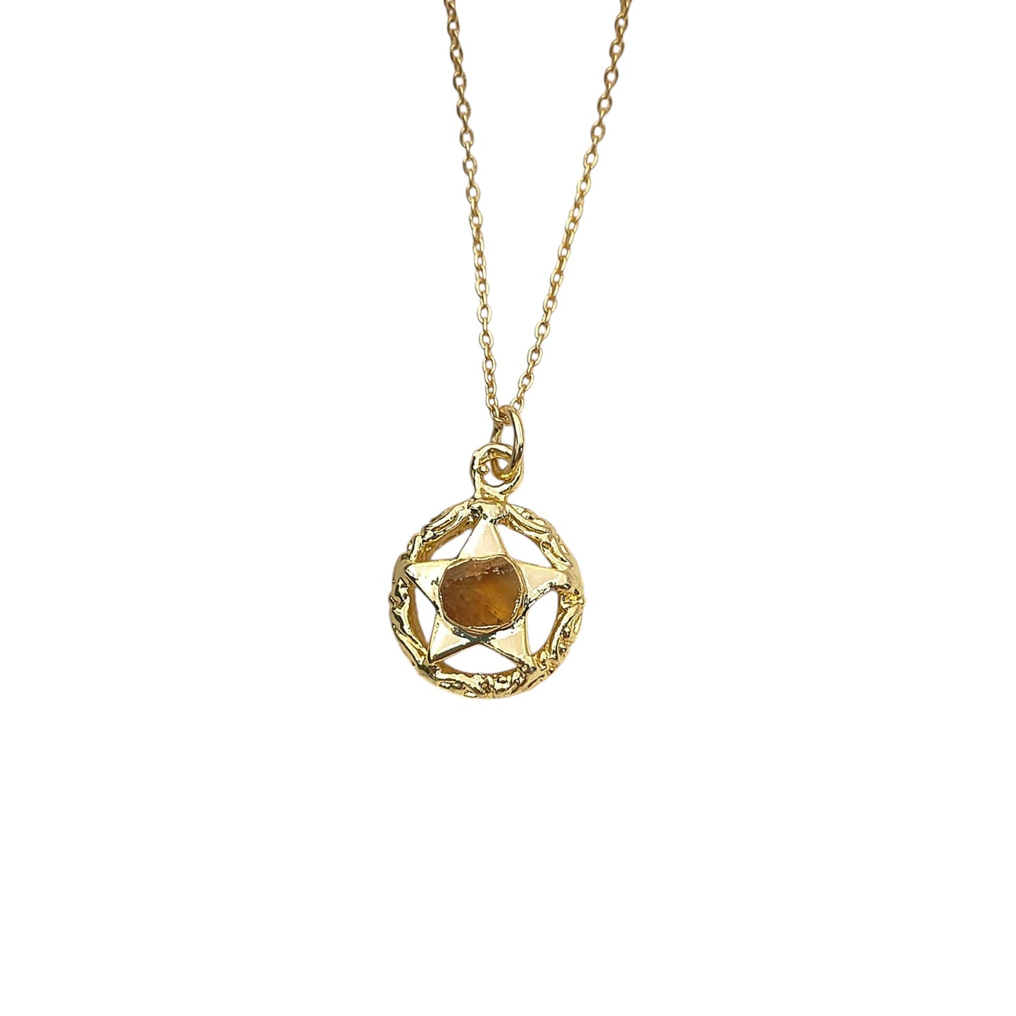November Birthstone Raw Citrine Necklace Minimalist Gold Plated Star Pendant for Gift