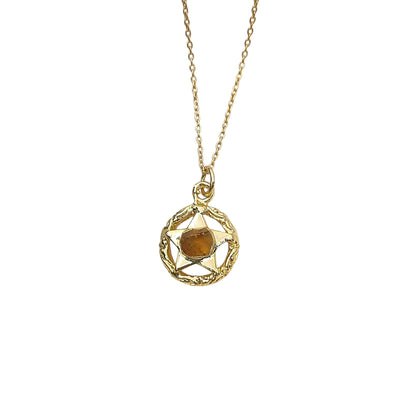 November Birthstone Raw Citrine Necklace Minimalist Gold Plated Star Pendant for Gift