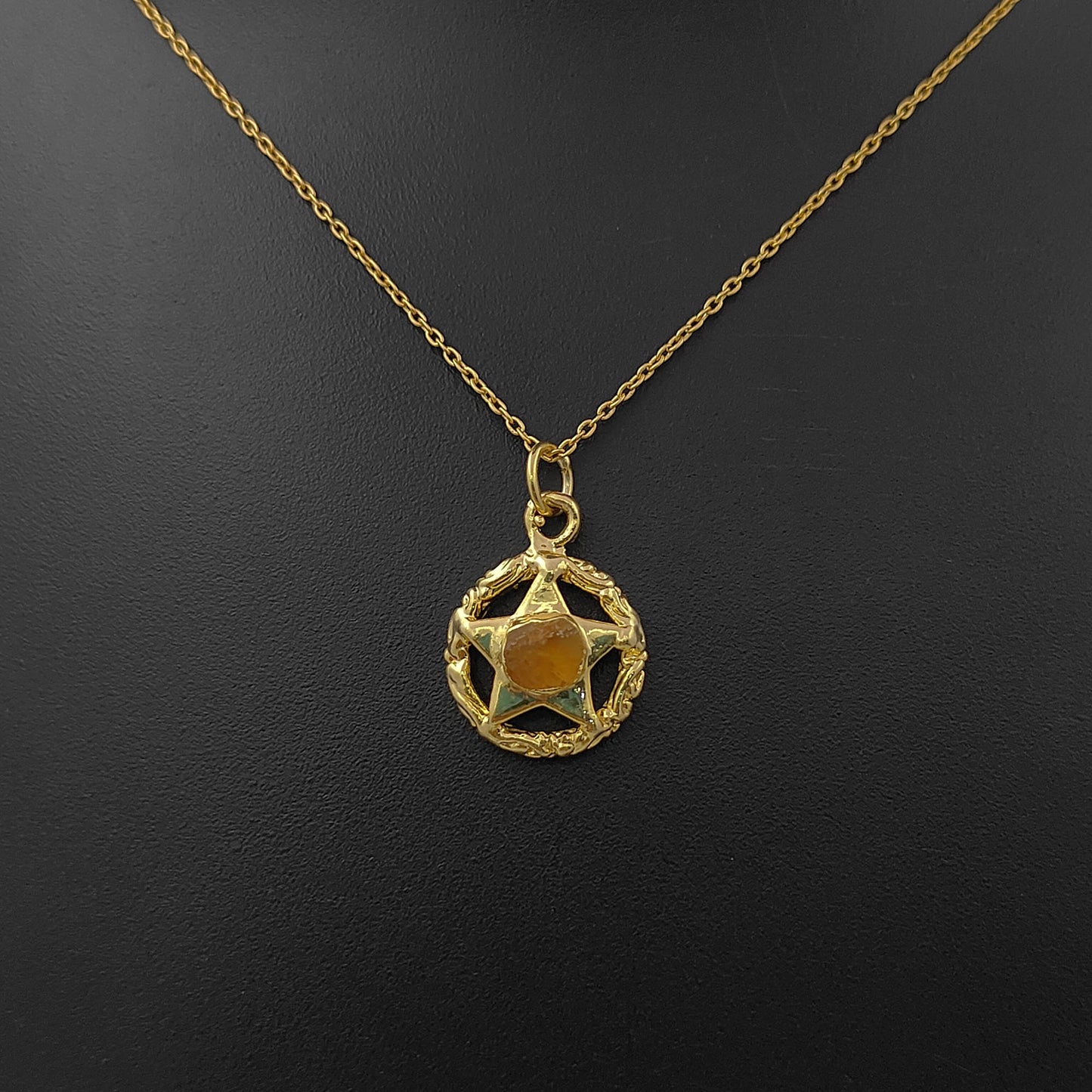 November Birthstone Raw Citrine Necklace Minimalist Gold Plated Star Pendant for Gift
