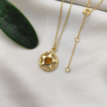 November Birthstone Raw Citrine Necklace Minimalist Gold Plated Star Pendant for Gift