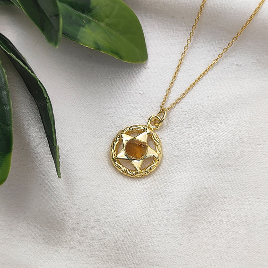 November Birthstone Raw Citrine Necklace Minimalist Gold Plated Star Pendant for Gift