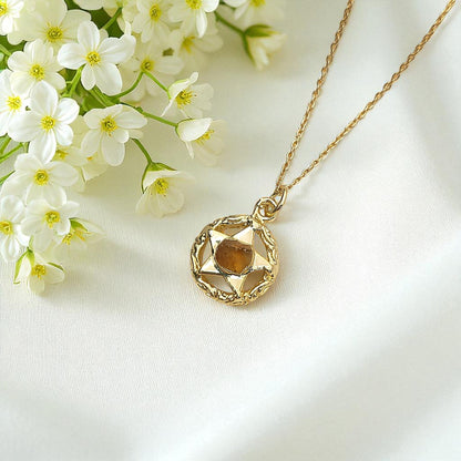 November Birthstone Raw Citrine Necklace Minimalist Gold Plated Star Pendant for Gift