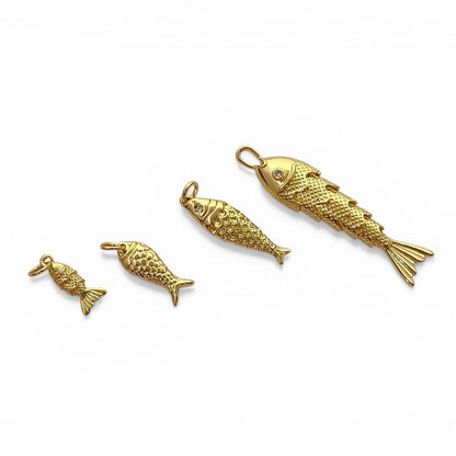 Ocean Inspired 3D Movable Fish Charm Gold Plated Waterproof Jewelry Pendant for Women- Selling Per Piece