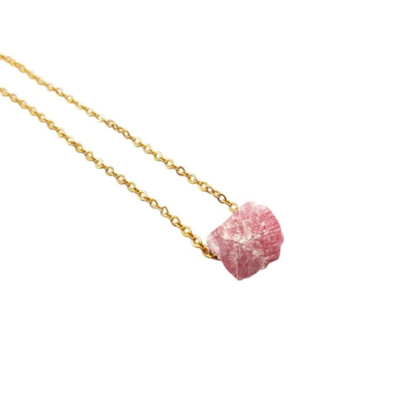 Multi Raw Gemstone Necklace with Gold Plated Adjustable Chain
