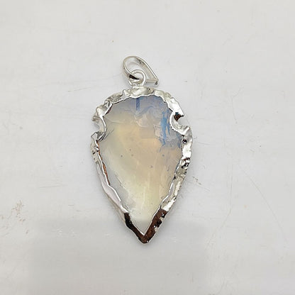 Opalite Tribal Arrowhead Charm, Gold/Silver Electroplated Boho Pendant for Necklaces, Earrings, DIY Jewelry – Per Piece