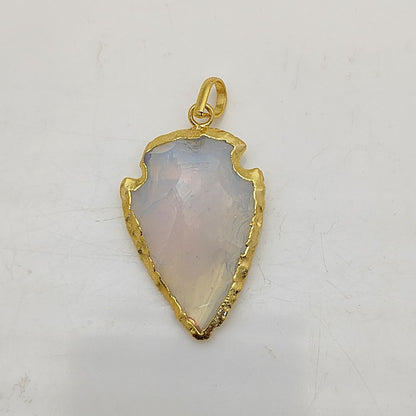 Opalite Tribal Arrowhead Charm, Gold/Silver Electroplated Boho Pendant for Necklaces, Earrings, DIY Jewelry – Per Piece