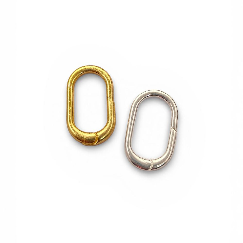 Oval Spring Carabiner Clasp Gold Silver Finish, Minimalist Jewelry Connector for Necklace & Bracelet