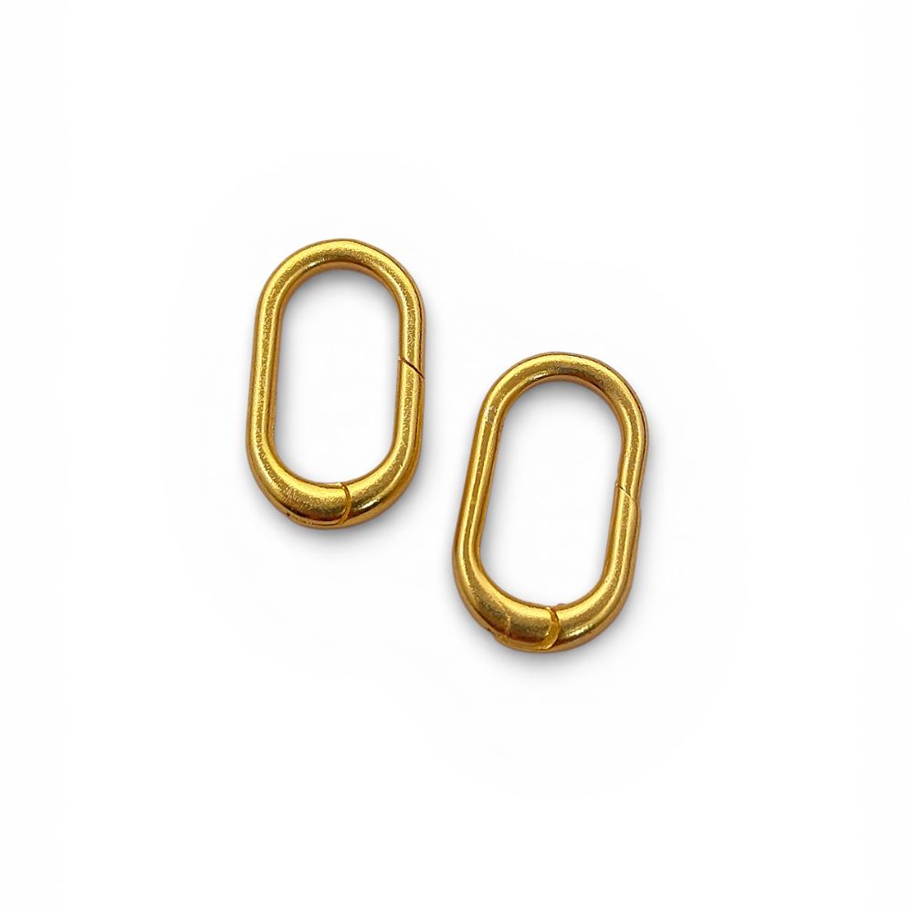 Oval Spring Carabiner Clasp Gold Silver Finish, Minimalist Jewelry Connector for Necklace & Bracelet