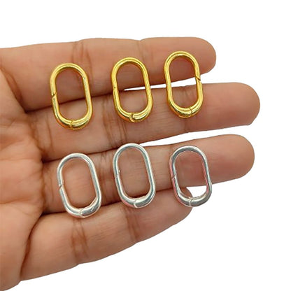 Oval Spring Carabiner Clasp Gold Silver Finish, Minimalist Jewelry Connector for Necklace & Bracelet