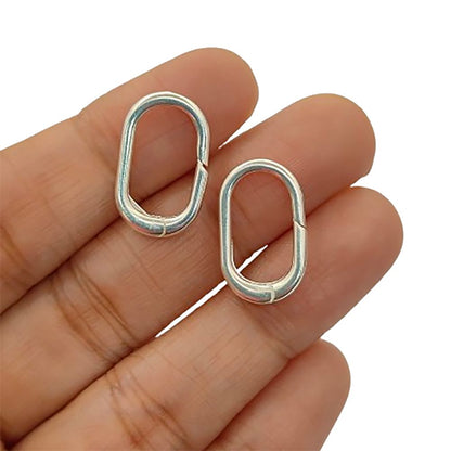Oval Spring Carabiner Clasp Gold Silver Finish, Minimalist Jewelry Connector for Necklace & Bracelet