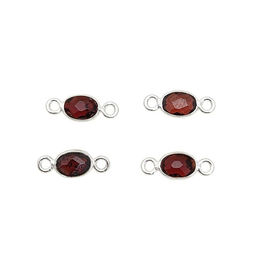 Oval 4x6mm Garnet Connector – Bezel Set Gemstone Link for Jewelry Making