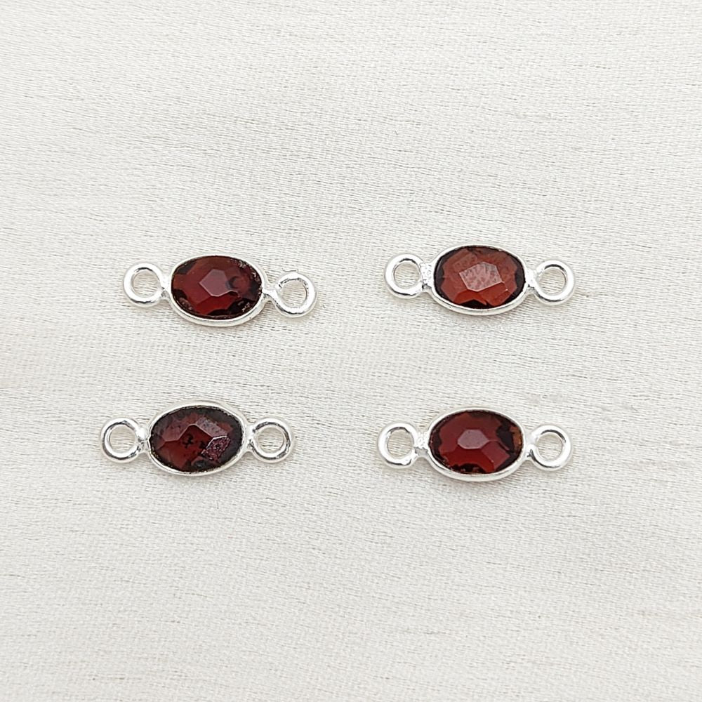 Genuine Garnet Connector Link – 4x6mm Oval Gold Bezel Setting