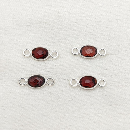 Genuine Garnet Connector Link – 4x6mm Oval Gold Bezel Setting