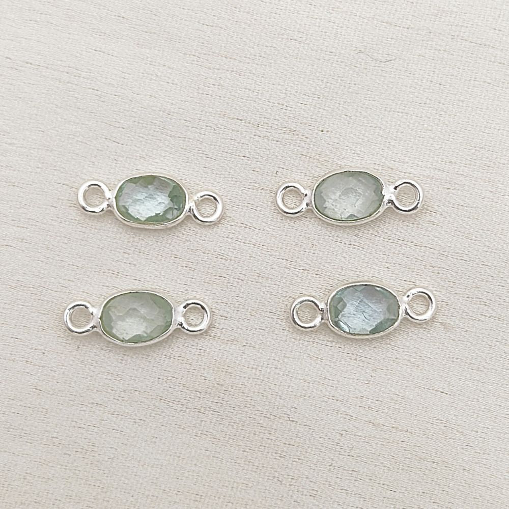 Oval aquamarine charm for necklaces, bracelets, or earrings