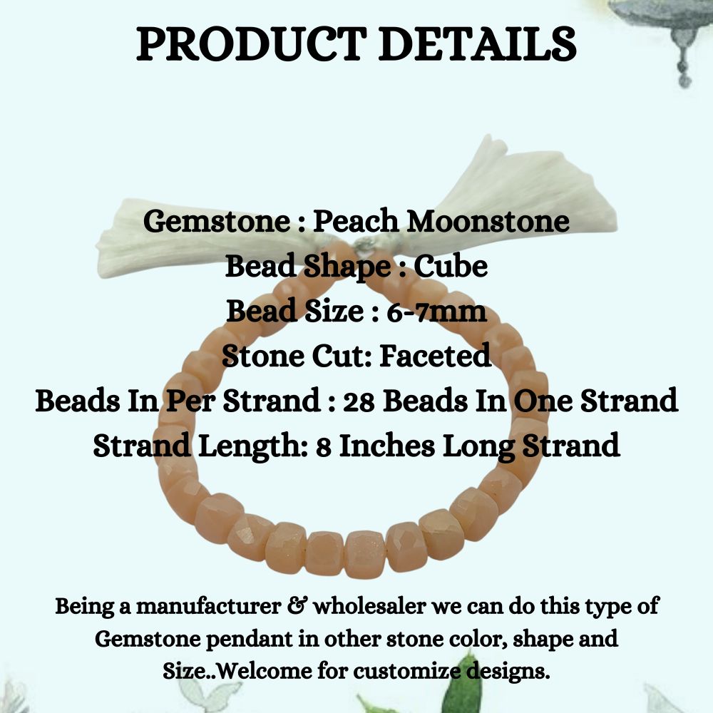 Peach Moonstone Gemstone Beads Natural, Soft Peach Jewelry Making Supplies for Bracelets & Necklaces – Selling Per Strand