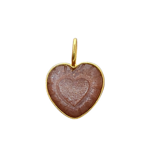 Peach Moonstone Heart Charm Necklace Handmade 15mm Healing Gemstone Pendant for Spiritual Jewelry- Selling Per Piece