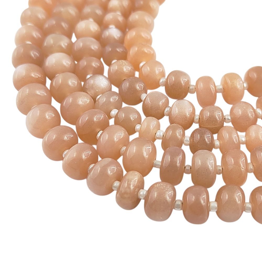 Peach Moonstone Rondelle Beads – Soft Glow & Elegance