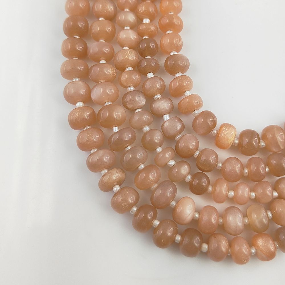 Peach Moonstone Rondelle Beads High-Quality Gemstones