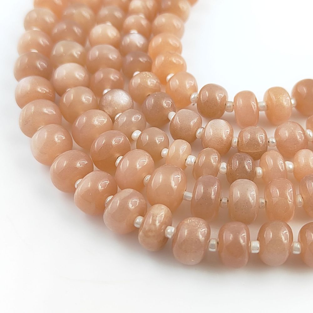 Peach Moonstone Rondelle Beads High-Quality Gemstones
