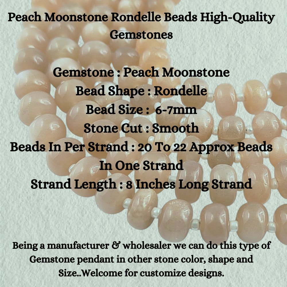 Peach Moonstone Rondelle Beads High-Quality Gemstones