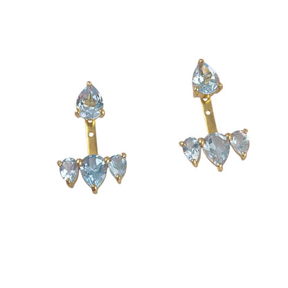 Gold Plated Sterling Silver Swiss Blue Topaz Ear Jacket Selling Per Piece
