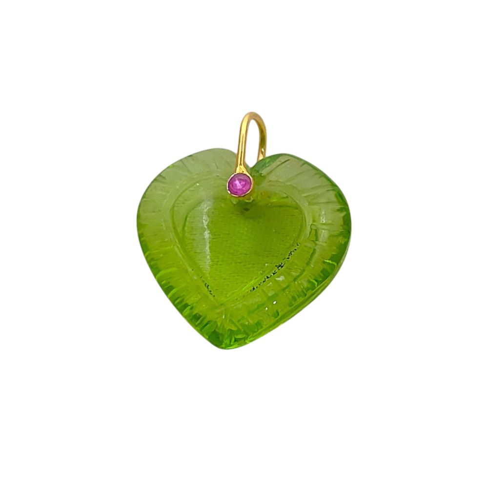 Peridot Quartz Heart Gemstone Pendant August Birthstone Charm with 925 Sterling Silver Fancy Bail for Necklace Makin- Selling Per Piece