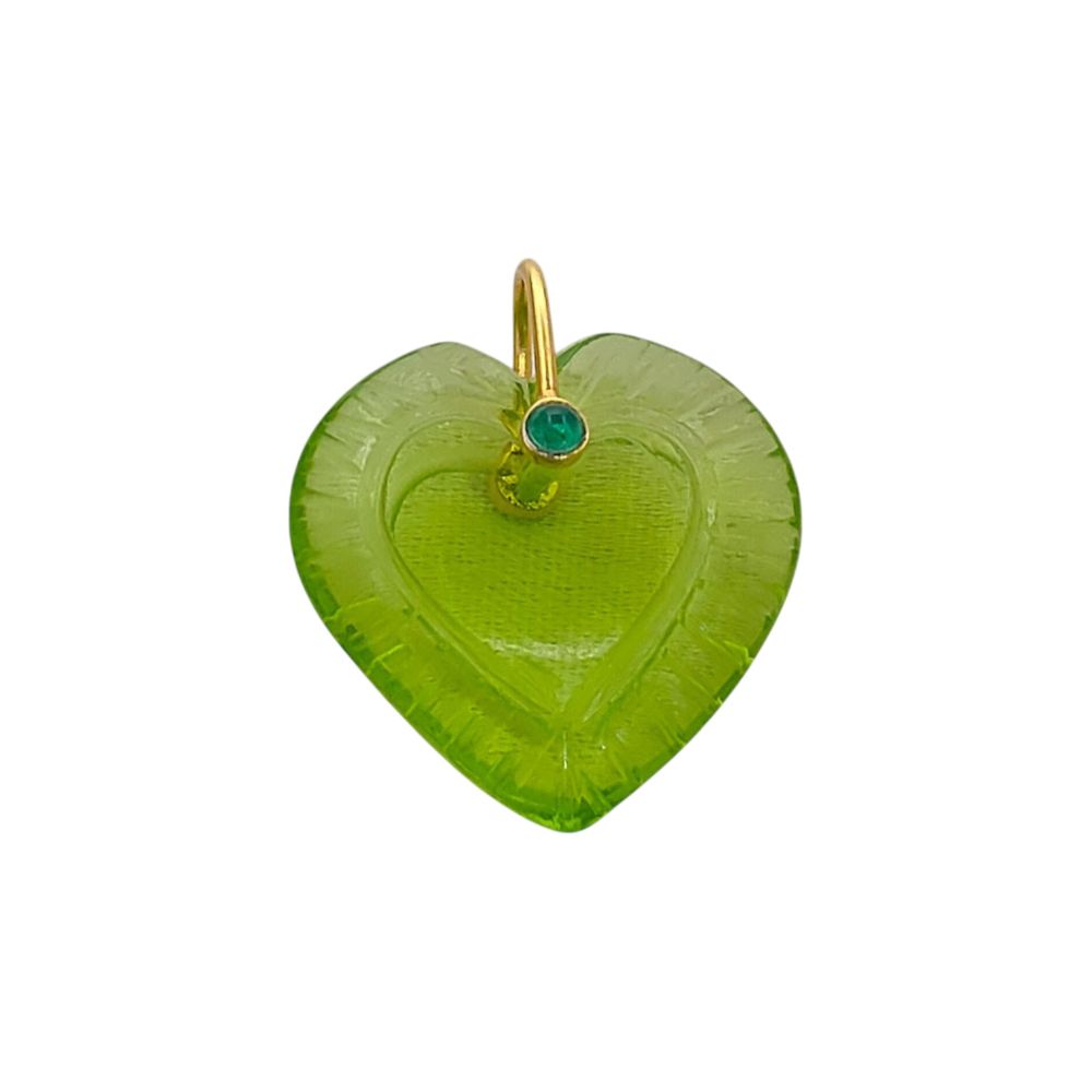 Peridot Quartz Heart Gemstone Pendant August Birthstone Charm with 925 Sterling Silver Fancy Bail for Necklace Makin- Selling Per Piece