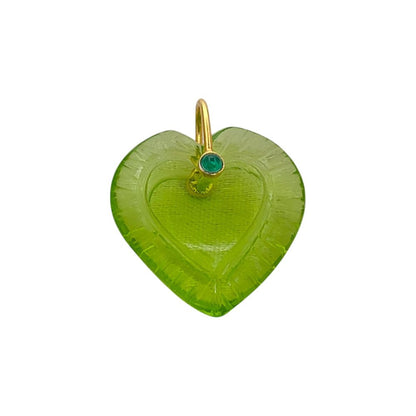 Peridot Quartz Heart Gemstone Pendant August Birthstone Charm with 925 Sterling Silver Fancy Bail for Necklace Makin- Selling Per Piece