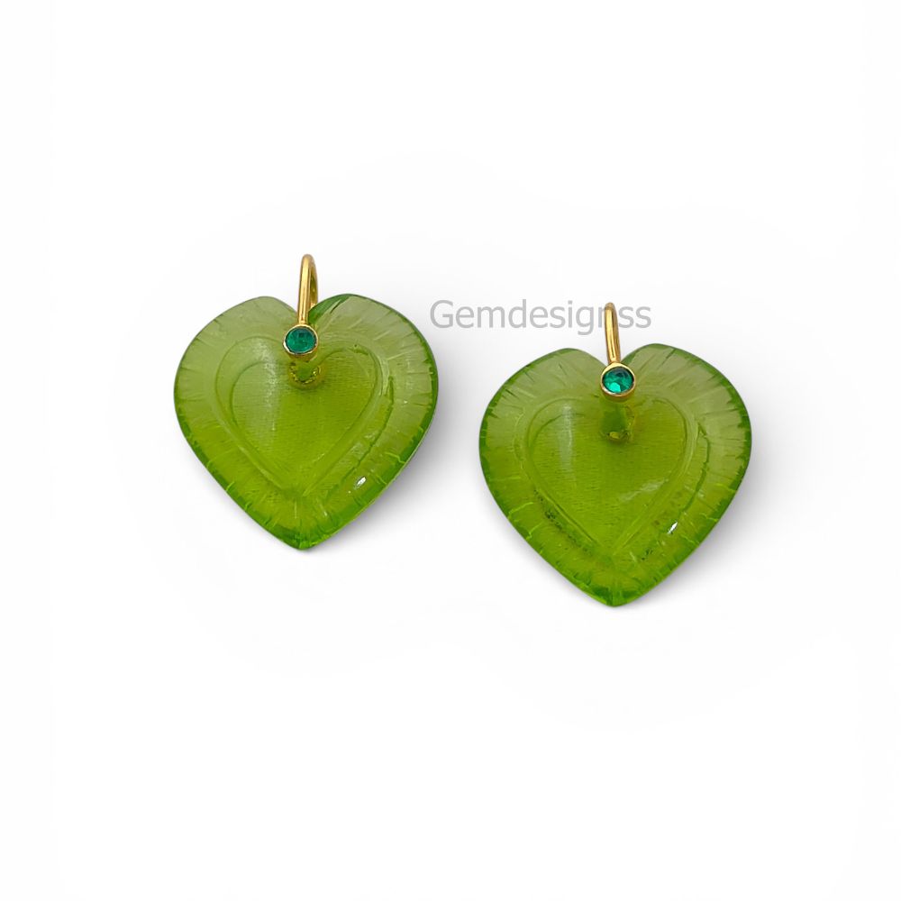 Peridot Quartz Heart Gemstone Pendant August Birthstone Charm with 925 Sterling Silver Fancy Bail for Necklace Makin- Selling Per Piece