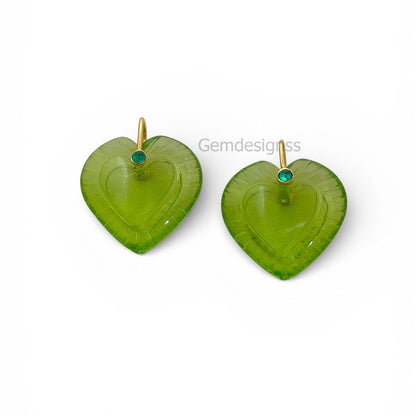Peridot Quartz Heart Gemstone Pendant August Birthstone Charm with 925 Sterling Silver Fancy Bail for Necklace Makin- Selling Per Piece