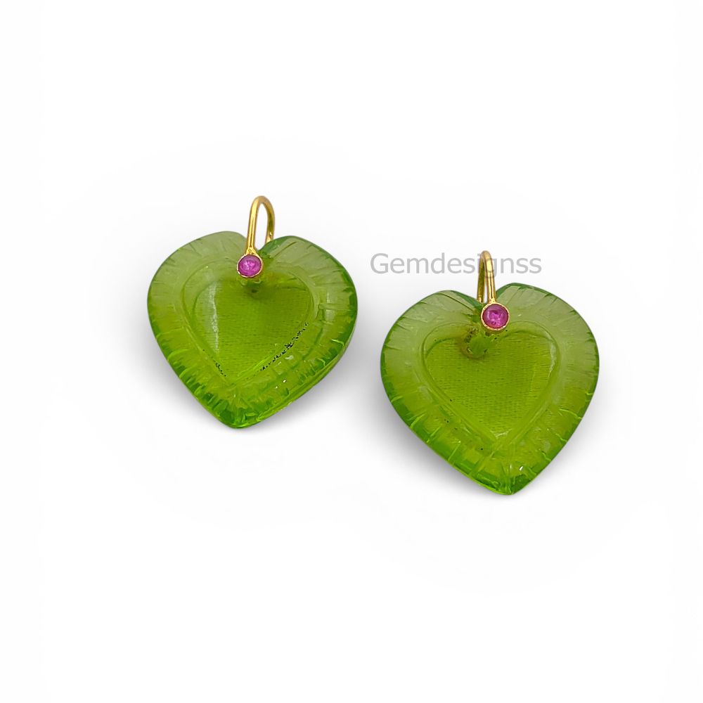 Peridot Quartz Heart Gemstone Pendant August Birthstone Charm with 925 Sterling Silver Fancy Bail for Necklace Makin- Selling Per Piece