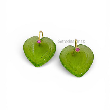 Peridot Quartz Heart Gemstone Pendant August Birthstone Charm with 925 Sterling Silver Fancy Bail for Necklace Makin- Selling Per Piece