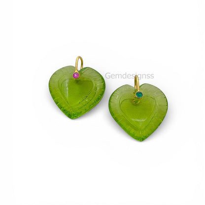 Peridot Quartz Heart Gemstone Pendant August Birthstone Charm with 925 Sterling Silver Fancy Bail for Necklace Makin- Selling Per Piece
