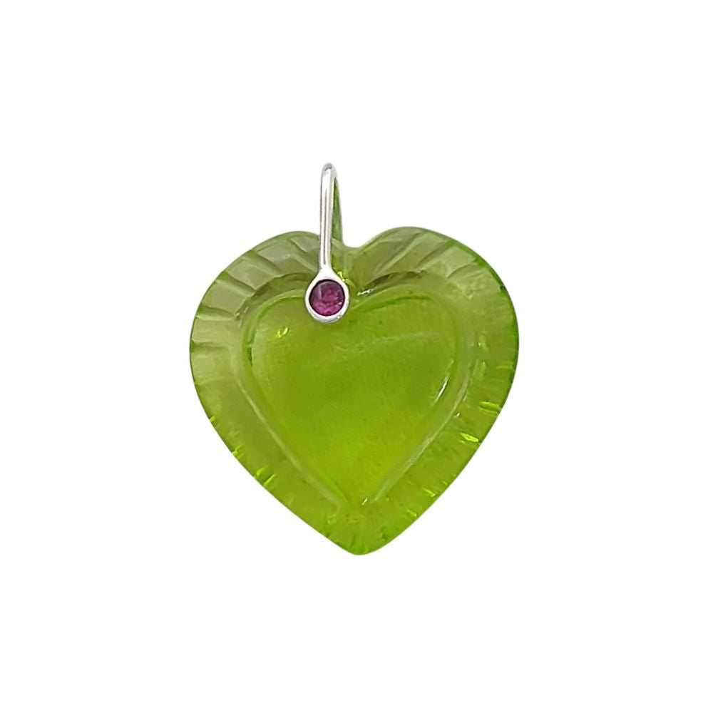925 Sterling Silver Heart Pendant with Carved Multi-Color Gemstones, DIY Jewelry Necklace Charm