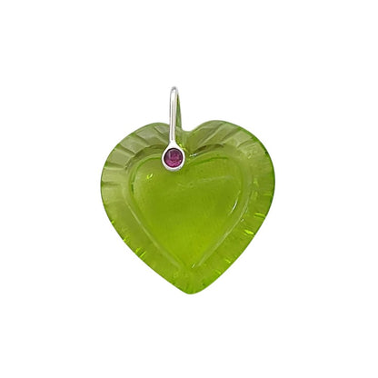 925 Sterling Silver Heart Pendant with Carved Multi-Color Gemstones, DIY Jewelry Necklace Charm