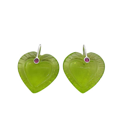 Peridot Quartz Heart Pendant in 925 Sterling Silver Pinch Accent, Perfect for Handmade Necklaces
