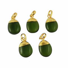 August Birthstone Green Peridot Gemstone Tumble Pendant Gold Electroplated Minimalist Birthstone Jewelry- Selling Per Piece