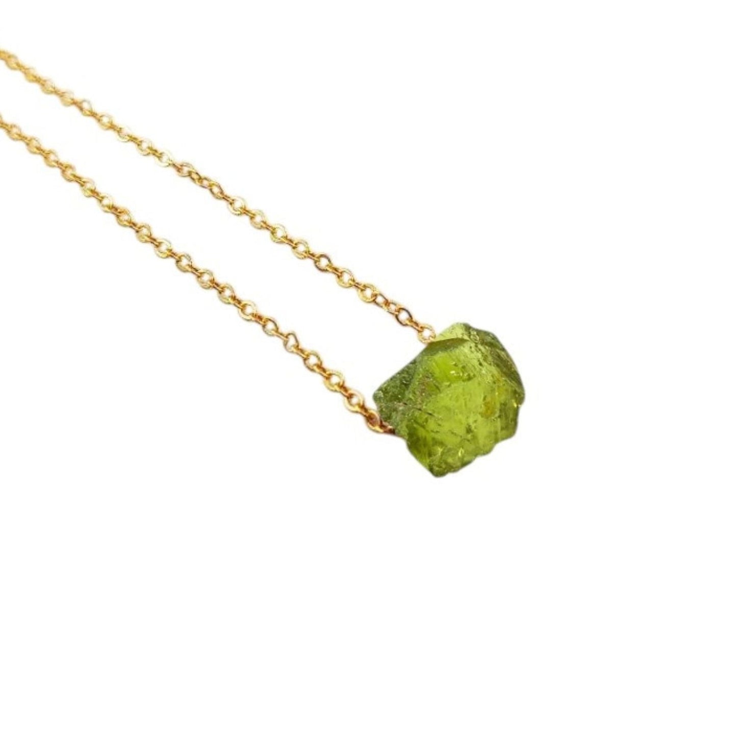 Multi Raw Gemstone Necklace with Gold Plated Adjustable Chain