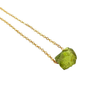 Multi Raw Gemstone Necklace with Gold Plated Adjustable Chain