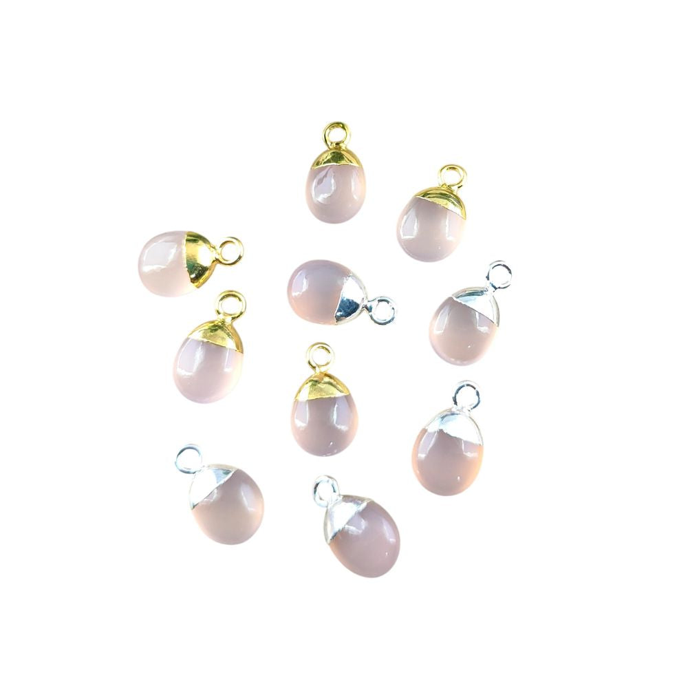 Pink Chalcedony Crystal Spike Pendant for Jewelry Making Natural 8–10mm Gemstone Charm with Gold or Silver Cap