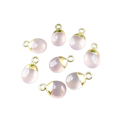 Pink Chalcedony Crystal Spike Pendant for Jewelry Making Natural 8–10mm Gemstone Charm with Gold or Silver Cap