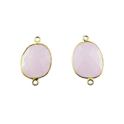 Gold Plated Pink Chalcedony Connector 12–15mm Free Form Gemstone Link for DIY Jewelry Creations- Selling Per Piece