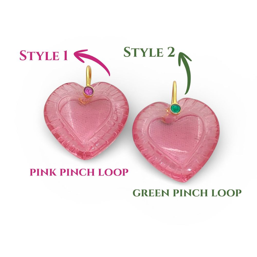 Pink Tourmaline Quartz Handcarved Heart Pendant Natural Gemstone Charm with 925 Sterling Silver Decorative Pinch Bail- Selling Per Piece